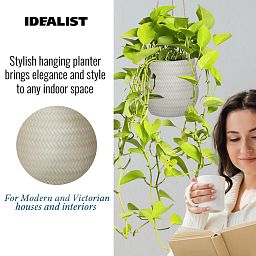 IDEALIST Lite Plaited Style Table and Hanging Plant Pot Dual Use Indoor Egg Planter