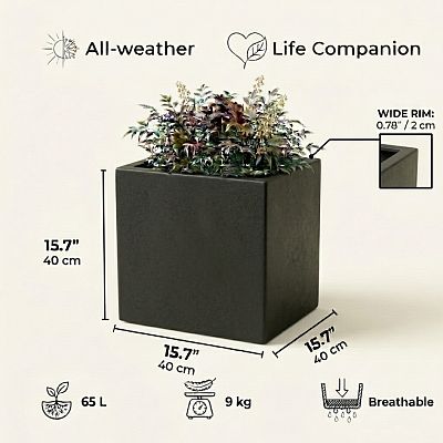 IDEALIST Lite Square Box Contemporary Light Concrete Planter