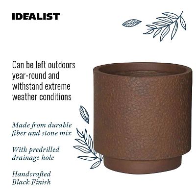 IDEALIST Lite Hammered Stone Cylinder Outdoor Planter