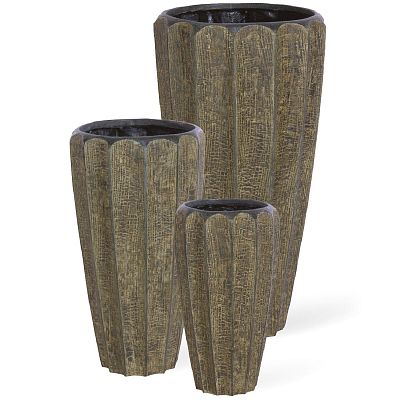 Firewood Round Tall Polystone Indoor Planter