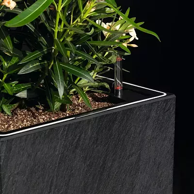LECHUZA CANTO Slatestone Low Square Poly Resin Self-watering Planter