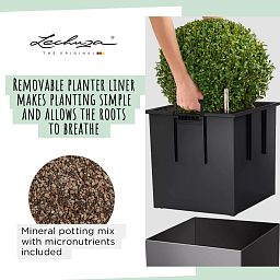 LECHUZA CUBE Square Poly Resin Self-watering Planter