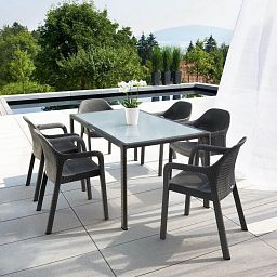 LECHUZA Rectangular Dining with Glass Plate