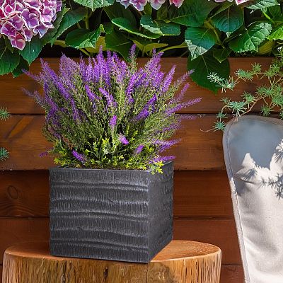 IDEALIST Lite Straw Ribbed Square Outdoor Planter