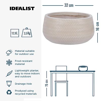 IDEALIST Lite Plaited Style Bowl Outdoor Planter