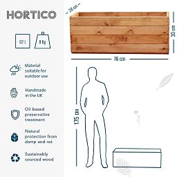 Rustic Scandinavian Redwood Open Trough Outdoor Planter Made in UK by HORTICO