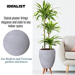 IDEALIST Lite Striped Egg Planter on Legs, Round Pot Plant Stand Indoor
