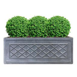 IDEALIST Lite Window Box Faux Lead Lattice Grey Light Stone Planter