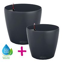 Set of two LECHUZA CLASSICO Color 18 Slate Poly Resin Self Watering Pl...