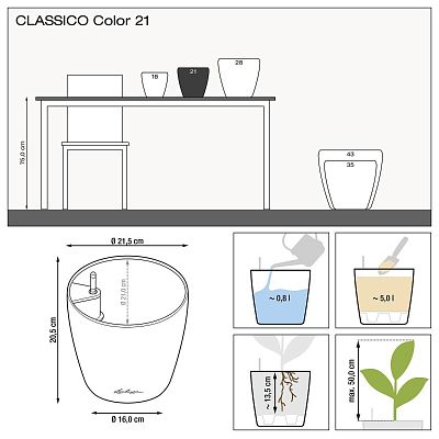 LECHUZA CLASSICO Color Round Poly Resin Self-watering Planter Set