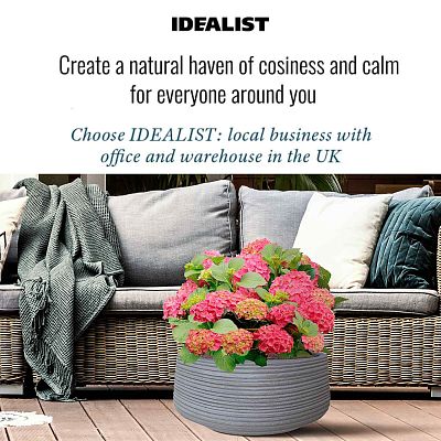 IDEALIST Lite Large Ribbed Light Concrete Bowl Planter