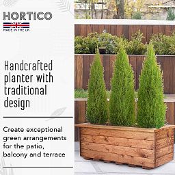 Rustic Scandinavian Redwood Trough Outdoor Planter Made in UK by HORTICO