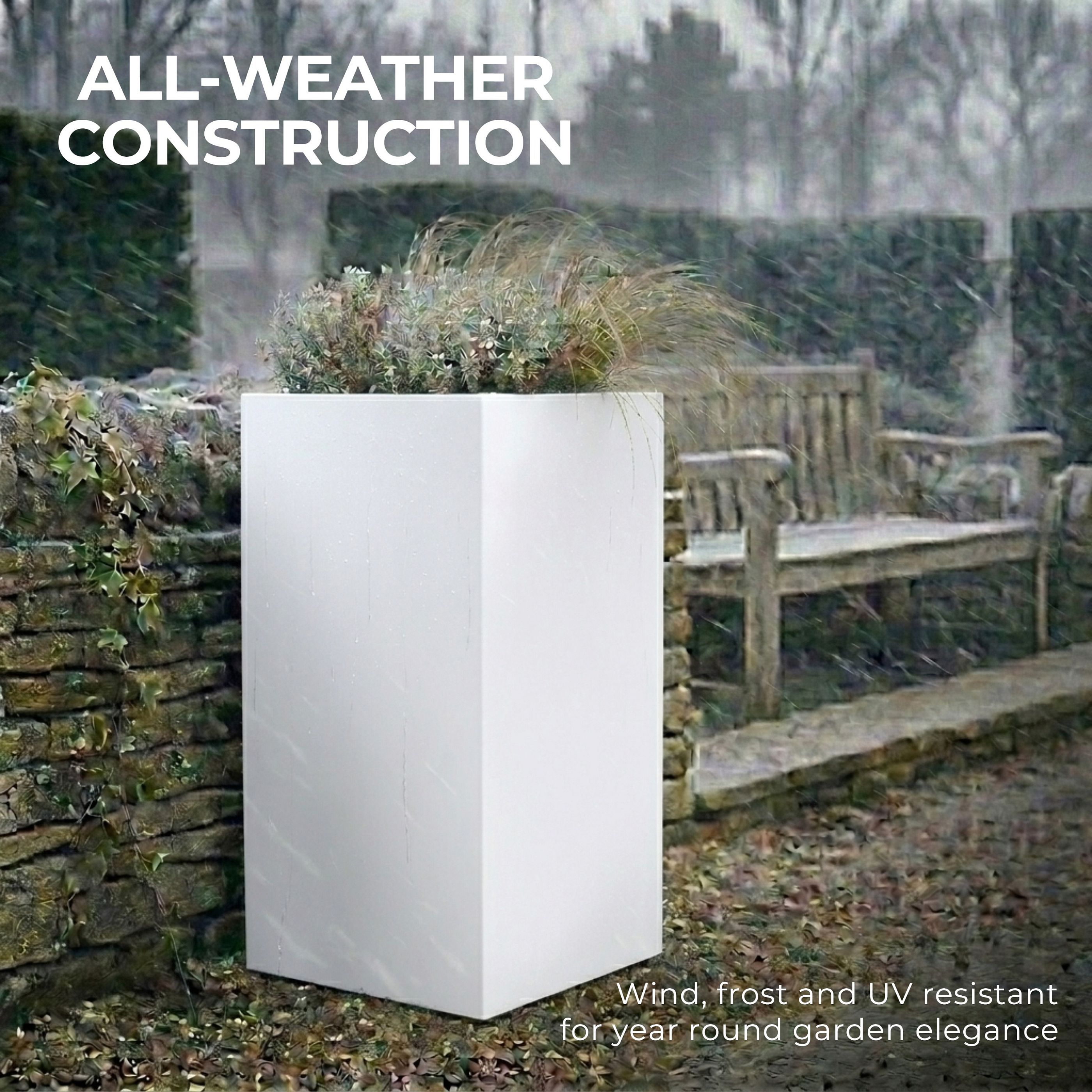 IDEALIST Lite Tall Square Contemporary Light Concrete Planter