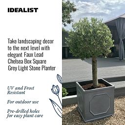 IDEALIST Lite Faux Lead Chelsea Box Square Light Concrete Planter