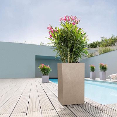 LECHUZA CANTO Stone High Square Tall Poly Resin Self-watering Planter
