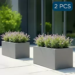 IDEALIST Lite Contemporary Light Concrete Trough Planter Set