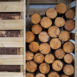 Outdoor Wooden Corner Log Store by Forest Garden