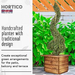 Rustic Scandinavian Redwood Square Outdoor Planter Made in UK by HORTICO