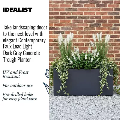 IDEALIST Lite Contemporary Light Concrete High Trough Planter