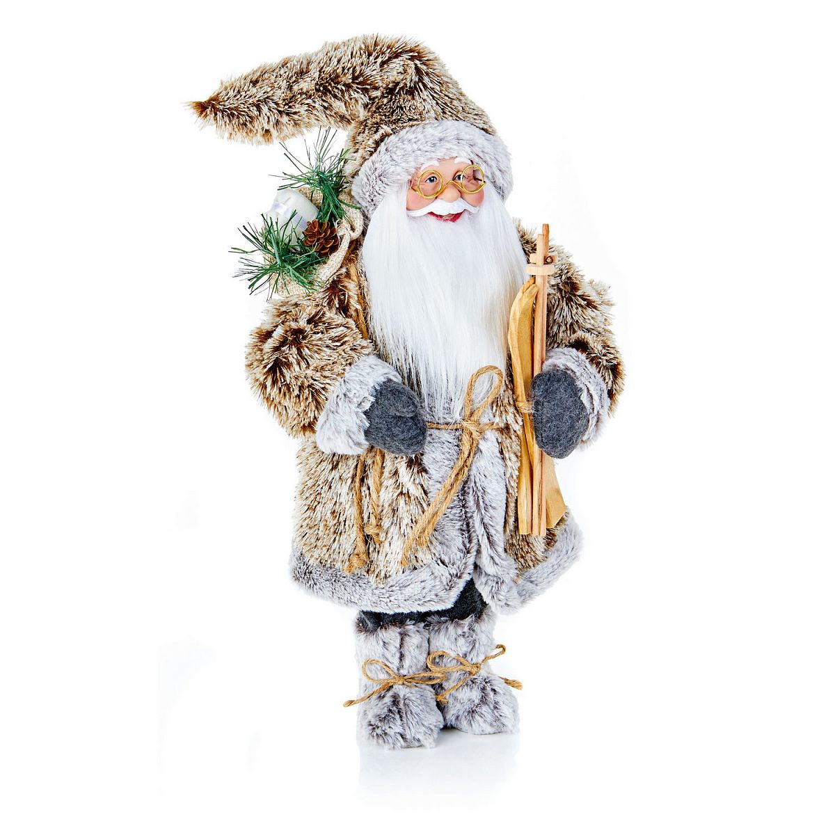 Christmas Alpine Santa Figurine with Glasses