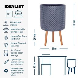 IDEALIST Lite Dotted Style Planter on Legs, Round Plant Pot Indoor