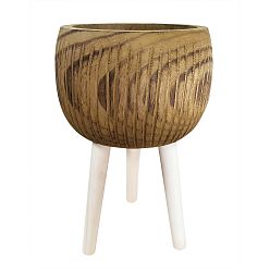 HORTICO RIBBED Wooden House Planter with Legs, Tall Indoor Plant Pot Stand with Waterproof Liner