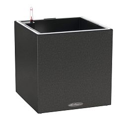 LECHUZA CANTO Stone Low LED Square Poly Resin Self-watering Planter