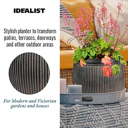IDEALIST Lite Vertical Ribbed Vintage Style Barrel Round Planter