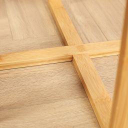 Froppi Small Round Coffee Table for Living Room White Wood Cocktail Table on Natural Bamboo Frame