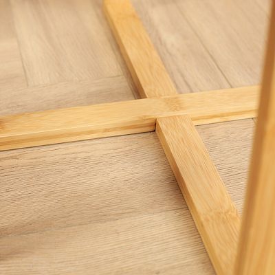 Froppi Small Round Coffee Table for Living Room White Wood Cocktail Table on Natural Bamboo Frame