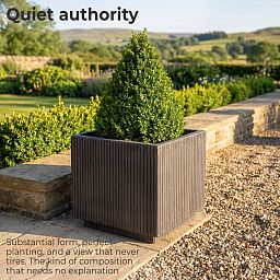 IDEALIST Lite Vertical Ribbed Square Effect Outdoor Planter