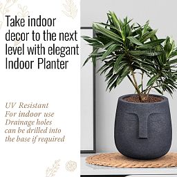 IDEALIST Lite Textured Concrete Effect Oval Indoor Face Pot