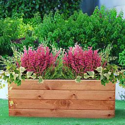 Rustic Scandinavian Redwood Open Trough Outdoor Planter Made in UK by HORTICO