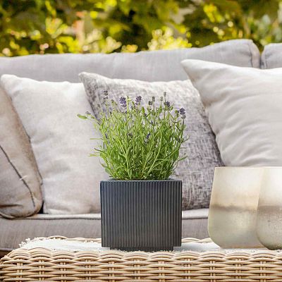 IDEALIST Lite Vertical Ribbed Square Effect Outdoor Planter
