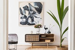 Set of two IDEALIST Lite Smooth Style Round Indoor Planters on Metal Stand