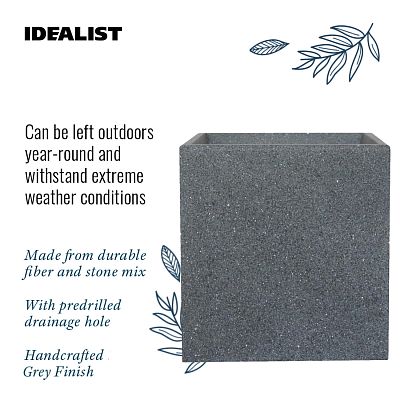 IDEALIST Lite Textured Concrete Effect Square Outdoor Planter