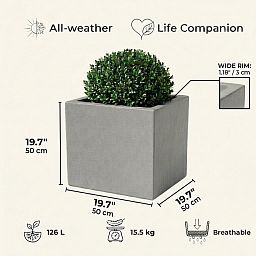 IDEALIST Lite Square Box Contemporary Light Concrete Planter
