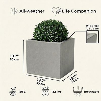 IDEALIST Lite Square Box Contemporary Light Concrete Planter