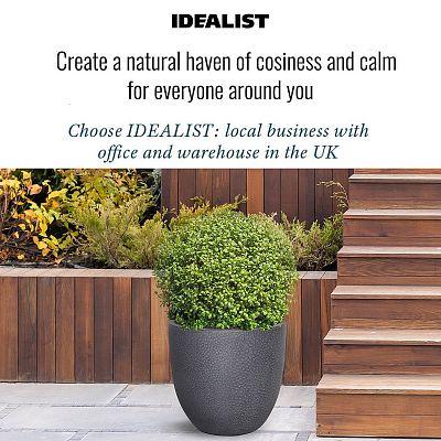 IDEALIST Lite Hammered Stone Light Concrete Egg Outdoor Planter