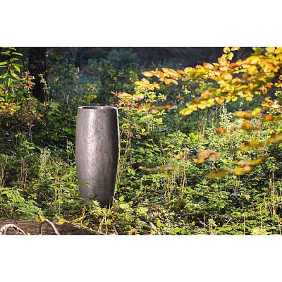 Crackle Round Tall Polystone Outdoor Planter