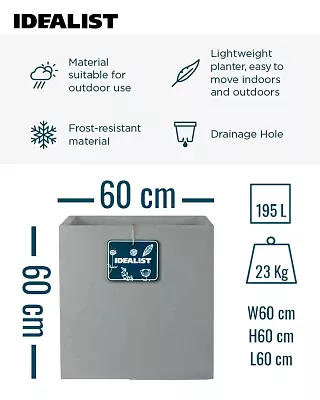 IDEALIST Lite Square Box Contemporary Light Concrete Planter