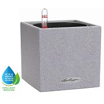 LECHUZA CANTO Stone 14 Stone Grey Poly Resin Self-watering Planter wit...