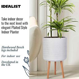 IDEALIST Lite Plaited Style Cylinder Planter on Legs, Round Pot Plant Stand Indoor