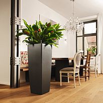 LECHUZA CUBICO ALTO Charcoal Poly Resin Self-watering Planter with Sub...