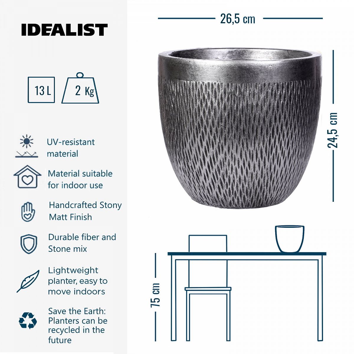 IDEALIST Lite Mesh Style Round Indoor Planter