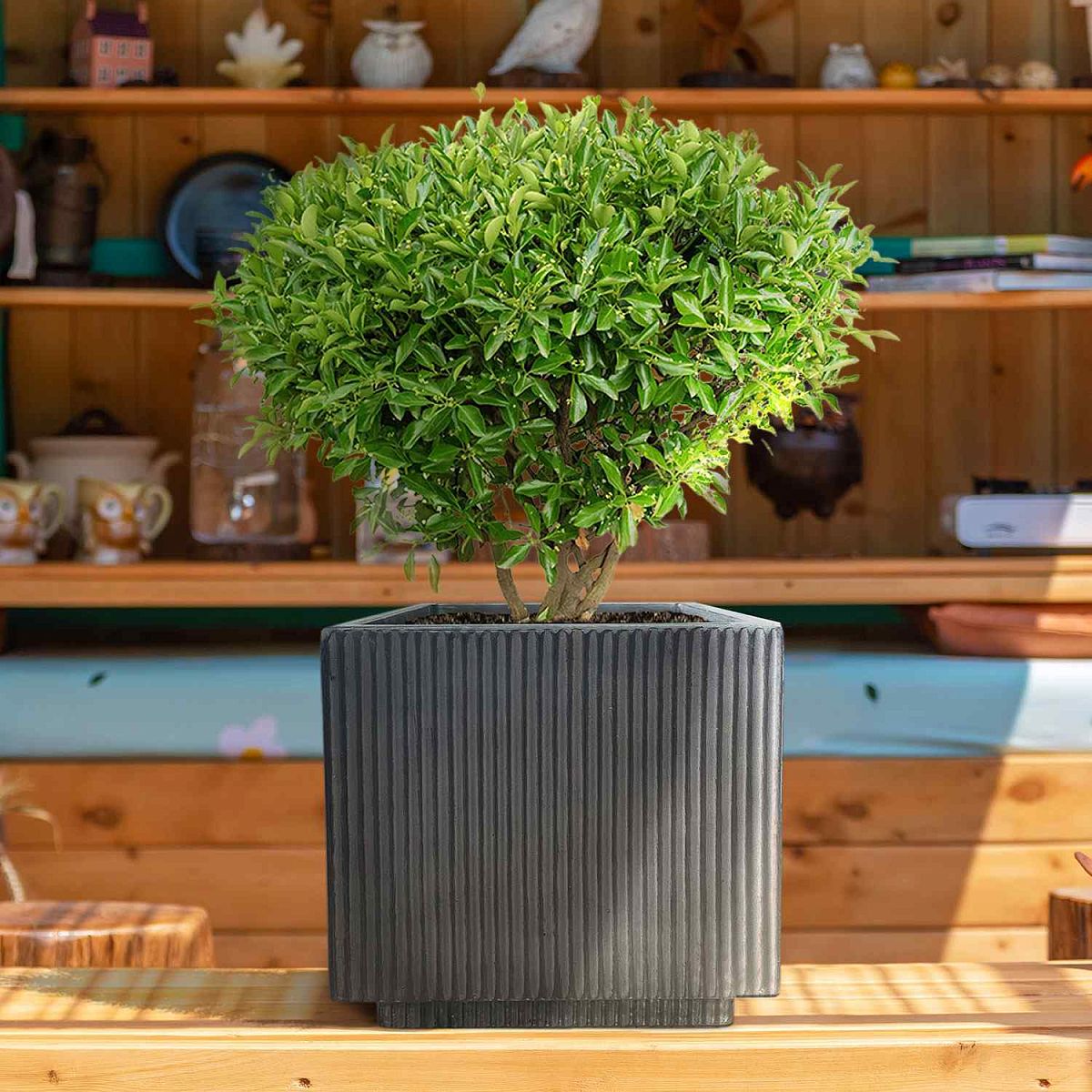 IDEALIST Lite Vertical Ribbed Square Effect Outdoor Planter