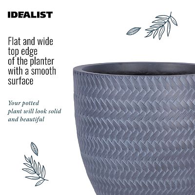 IDEALIST Lite Plaited Style Round Planter Outdoor Plant Pot