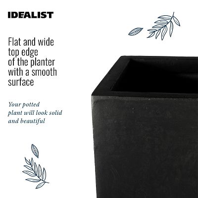 Set of 2 IDEALIST Lite Trough Garden Planters, Light Concrete Outdoor Large Plant Pots