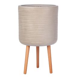 IDEALIST Lite Plaited Style Cylinder Planter on Legs, Round Pot Plant Stand Indoor