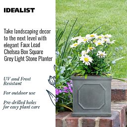 IDEALIST Lite Faux Lead Chelsea Box Square Light Concrete Planter